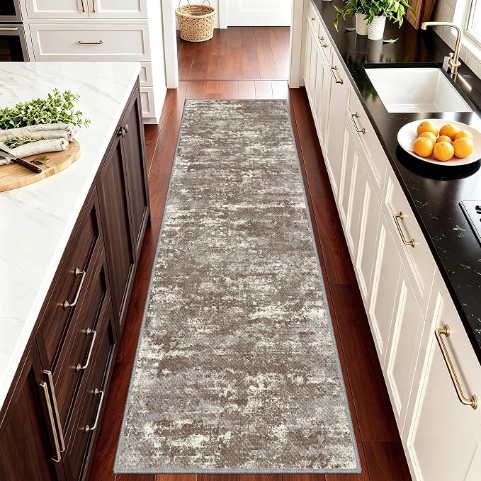 Abstract Washable Runner Rug 2x6, Woven Non-Shedding Thin Runners