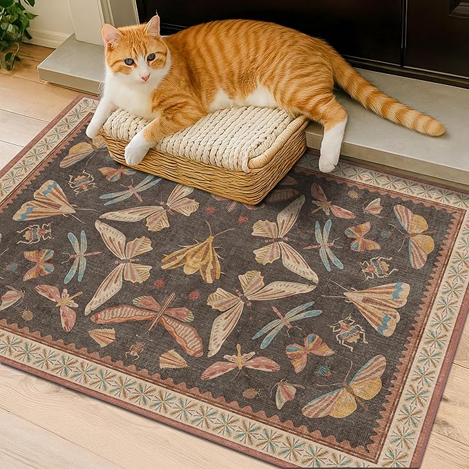 Vintage 2x3 Entry Way Rugs Indoor, Stain Resistant Washable Kitchen Rugs Non