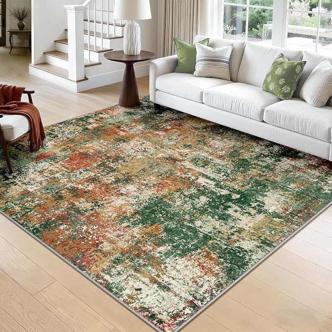 RELEANY Washable Area Rugs Square 8ft Non-Slip Modern Abstract Soft