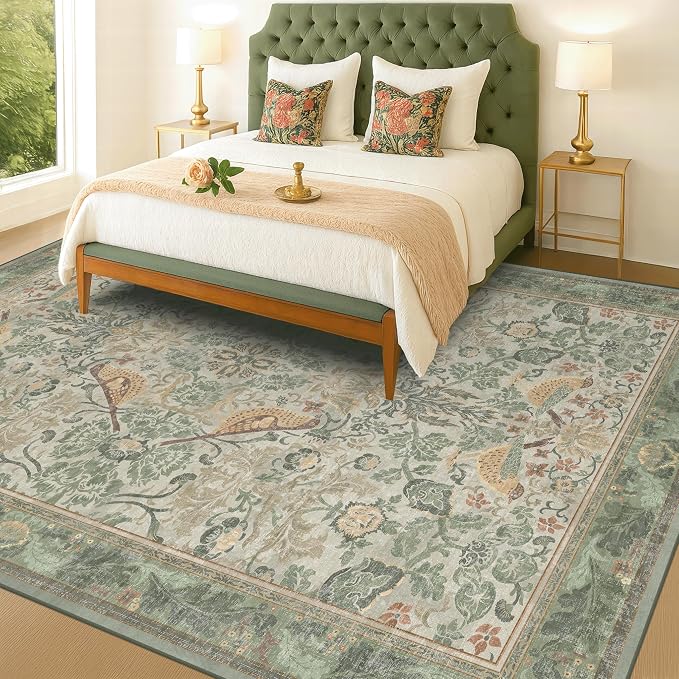 Botanical Sage Rug for Living Room