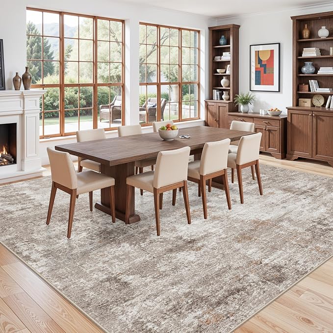 11x11 Square Area Rug for Living Room–Washable Non-Slip Soft Large Rug for