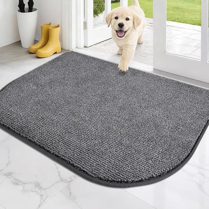 PURRUGS Dirt Trapping Door Mat Half Round 32" x 47", Non-Slip Machine Washable