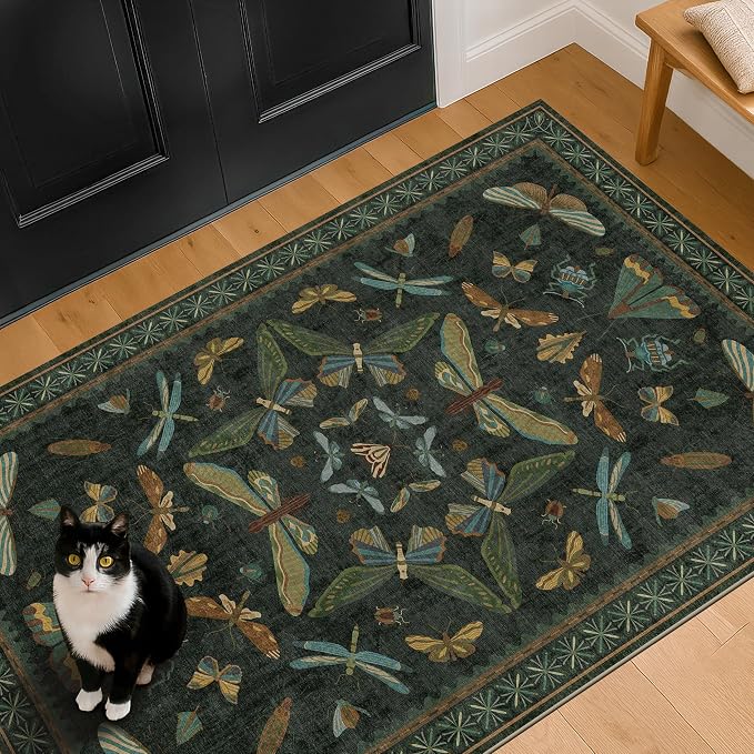 Green and Black Entryway Rug