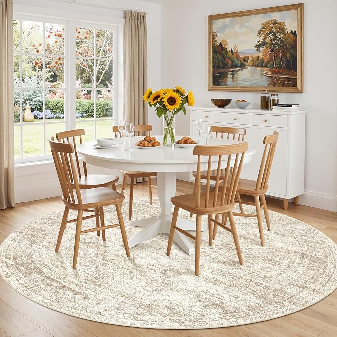 Round Rug 6ft, Washable Circle Rug