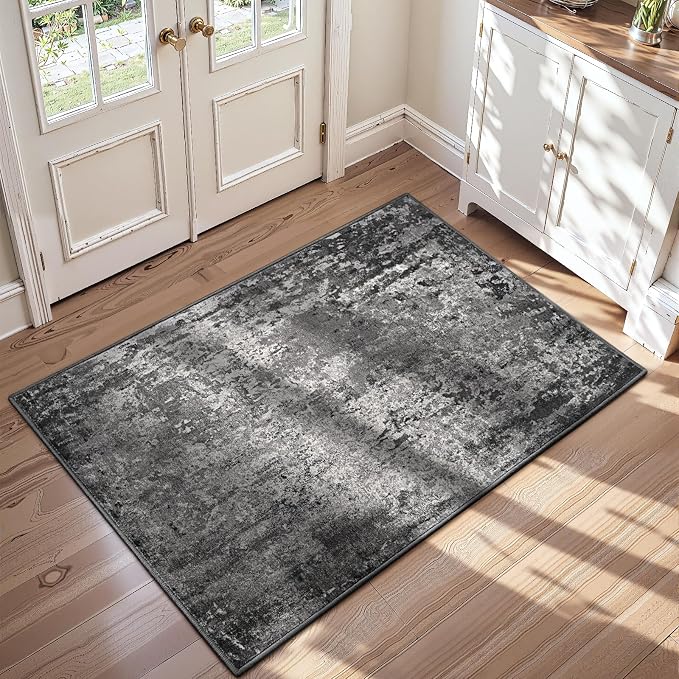2x5 Black Rug Runners for Hallways Kitchen Runner Rug Non Slip Washable Black