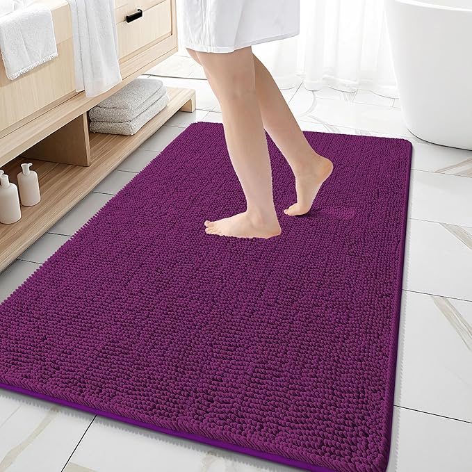OLANLY Large Bathroom Rugs 59x35, Extra Soft Absorbent Chenille Bath Rugs
