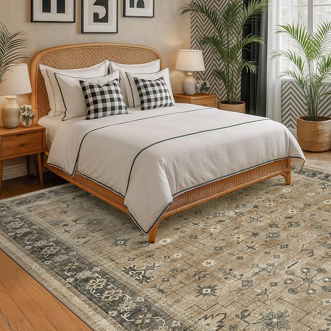Boho Earth Tone 7x10 Living Room Rug
