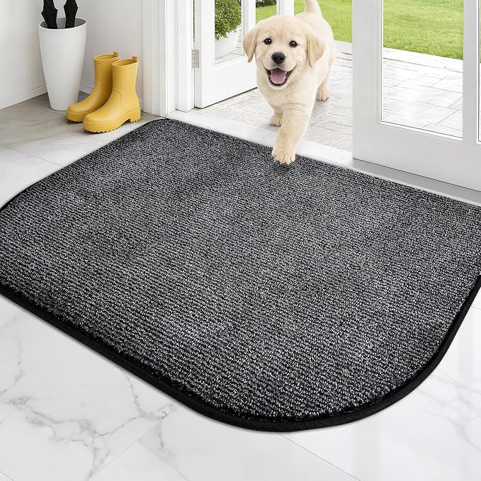 PURRUGS Dirt Trapping Door Mat Half Round 32" x 47", Non-Slip Machine Washable