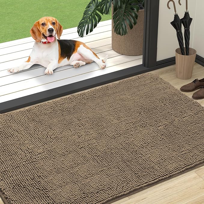 OLANLY Dog Door Mat for Muddy Paws 47x32, Absorbs Moisture and Dirt, Absorbent