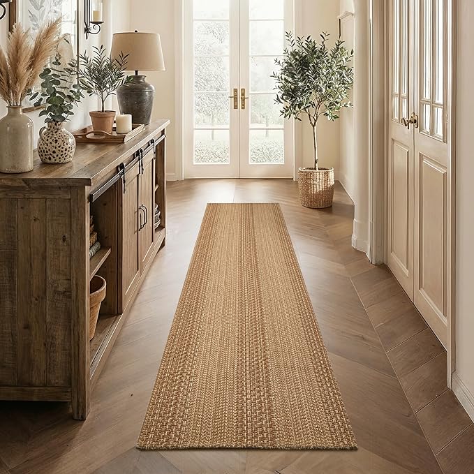 MatEssen 2x8 Extra Long Runner Rug, Modern Woven Distressed Floor Carpet