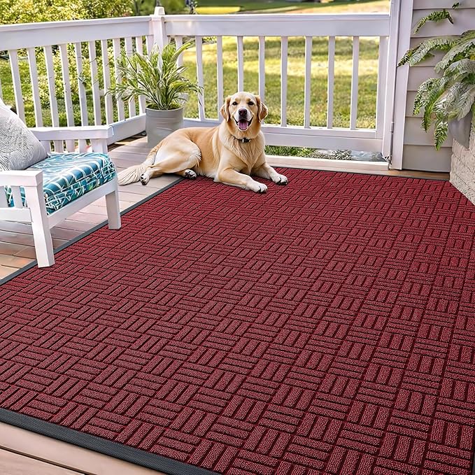 OLANLY Front Door Mat Outside Entrance 71x47, Heavy Duty Sturdy Natural Rubber