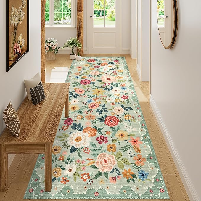 DUKINO 3x8 Runner Rug, Washable Rug