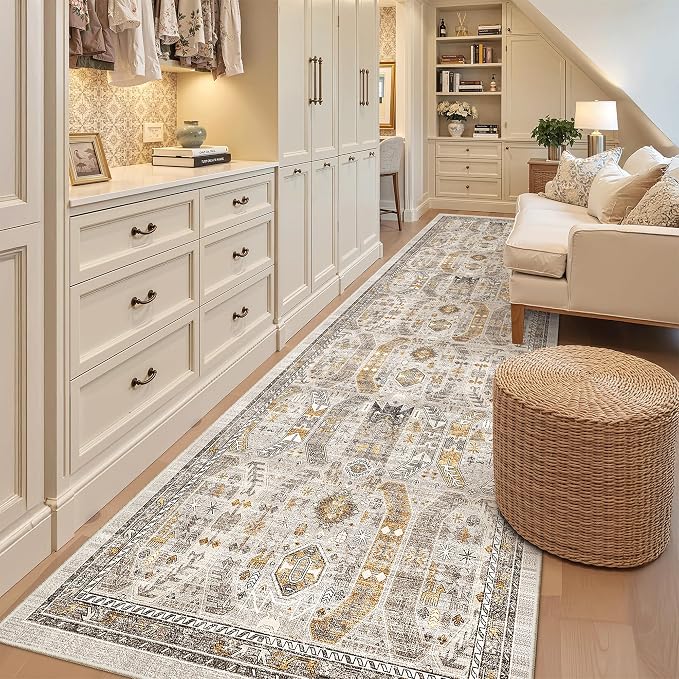 Madane Hallway Rug 3x10, Kitchen Rugs Washable Entryway Rug Vintage Kitchen