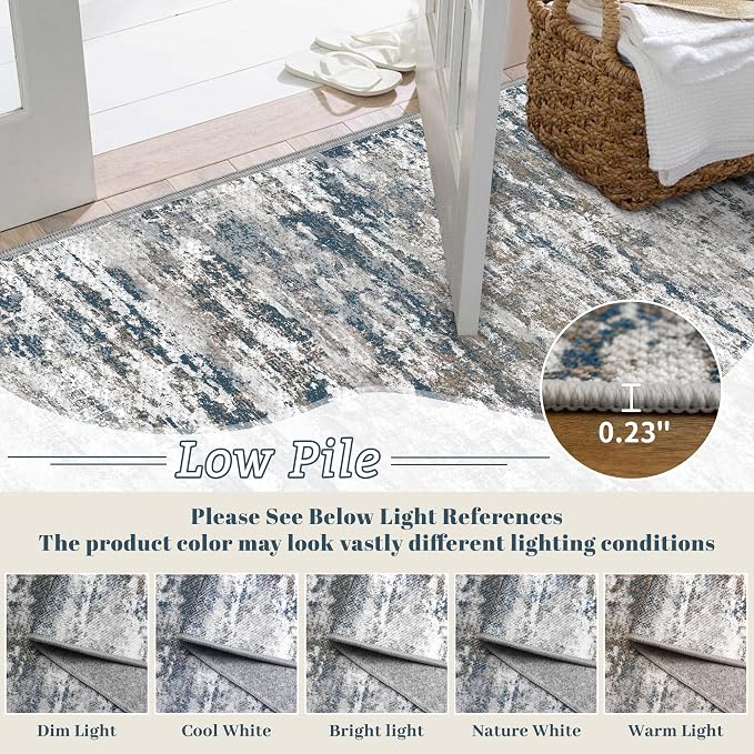 Runners for Hallways Ultra Non-Slip 2x4 Washable Kitchen Rug Abstract Tear and