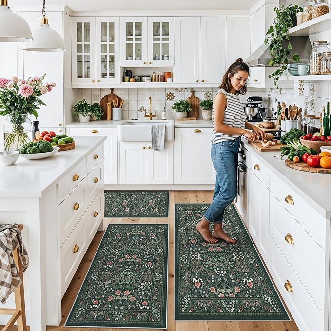 3 Piece Kitchen Rug Set, Washable Non-Slip Kitchen Mats