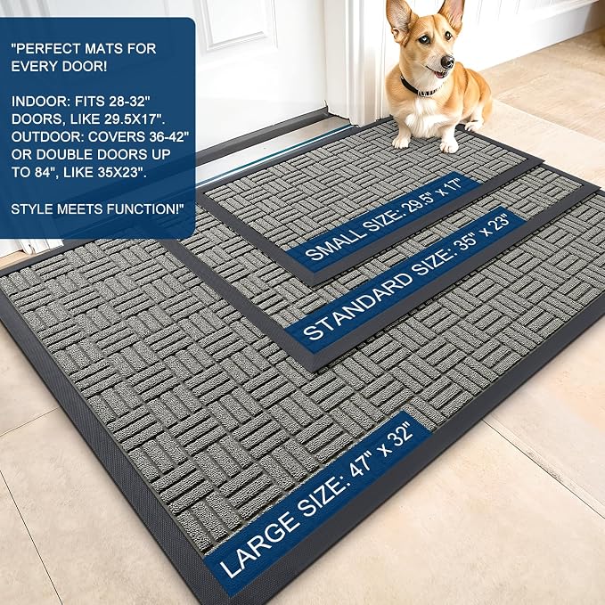 OLANLY Front Door Mat Outside Entrance 29.5x17, Heavy Duty Sturdy Natural