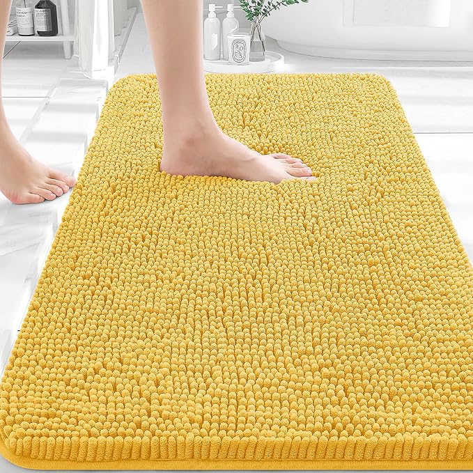 OLANLY Bathroom Rugs 36x24, Extra Soft Absorbent Chenille Bath Rugs, Rubber