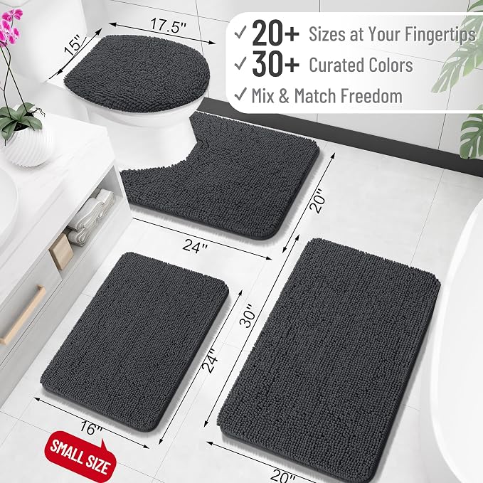 OLANLY Bathroom Rugs 30x18, Extra Soft Absorbent Chenille Bath Rugs, Rubber