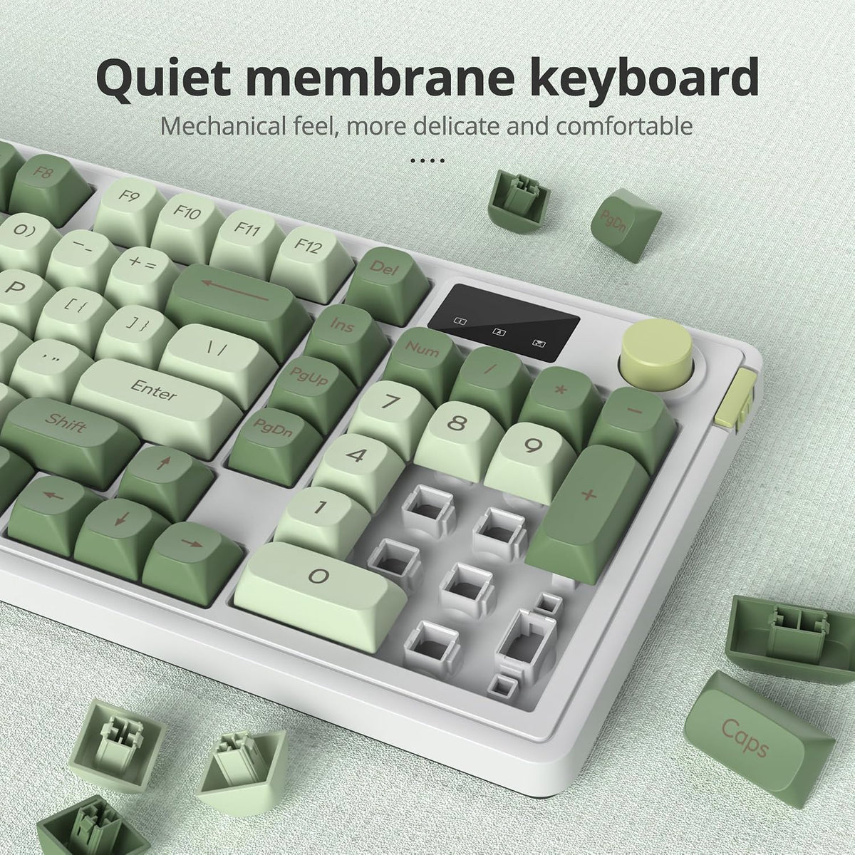 Owpkeenthy 96% Wireless Matcha Green Keyboard with Number Pad Knob
