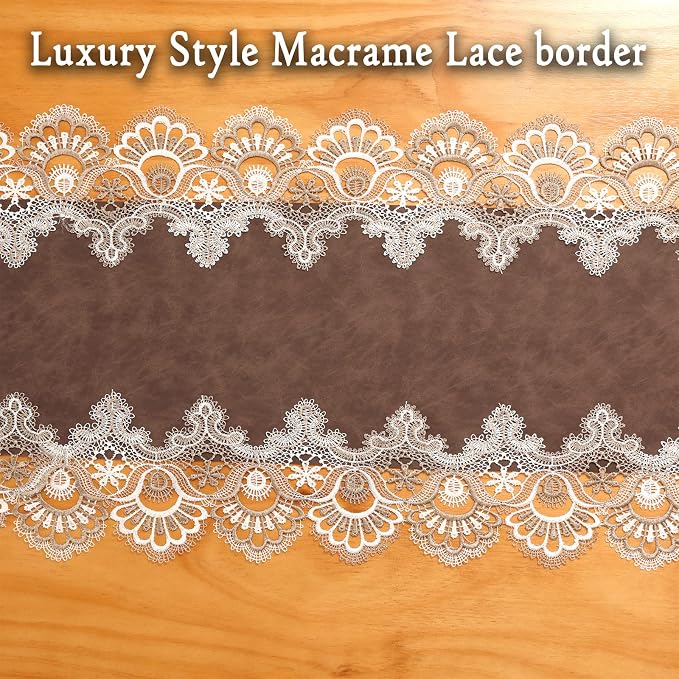 Lace Table Runner, Waterproof Oil-Proof PU Leather Table Runner
