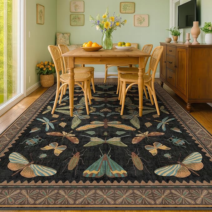 Hazo Haus Large Black Rug for Living Room