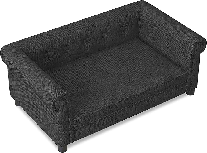 Dog Couch for Large Dogs, Elevated Durable Pet Sofa Bed, 24" W Comfortable Modern and Stylish Dog Sofa Couch with Dry Cleanable Fabric, Furniture for Medium & Large Breed (Black)