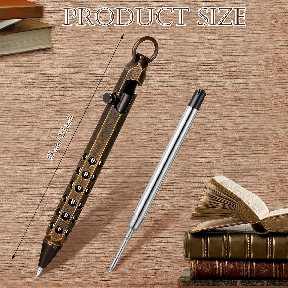 Chinco 12 Pcs Bolt Action Pen Sets Gift for Men 4 Hexagon Solid Brass Pens 8 Ink Refills Edc Pen Signature Pocket Size with 4 Gift Box for Father's Day(Retro Black)
