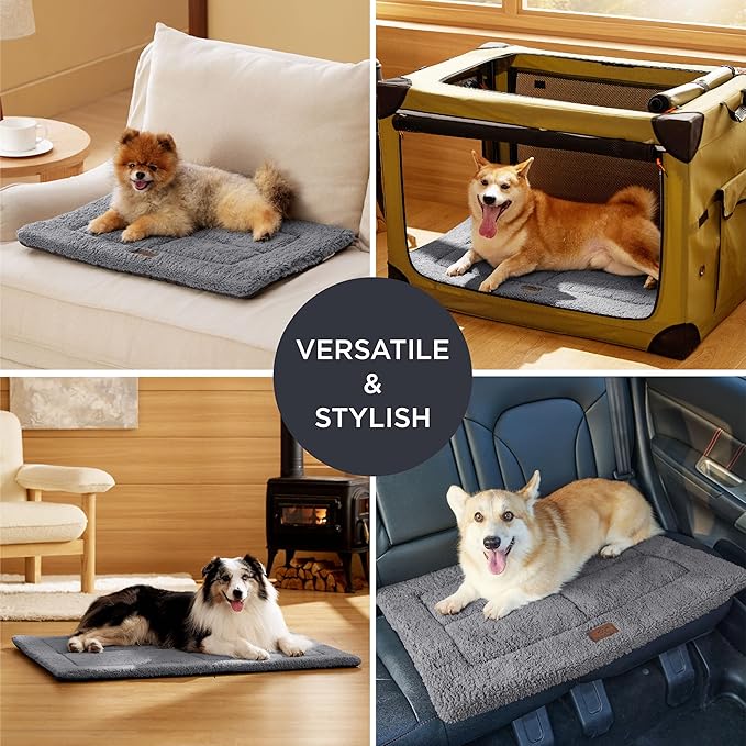 Bedsure Washable Dog Crate Bed for Medium Dogs, Soft Foam Floor Pet Mat, Versatile Lightweight Pet Crate Pad for Kennel