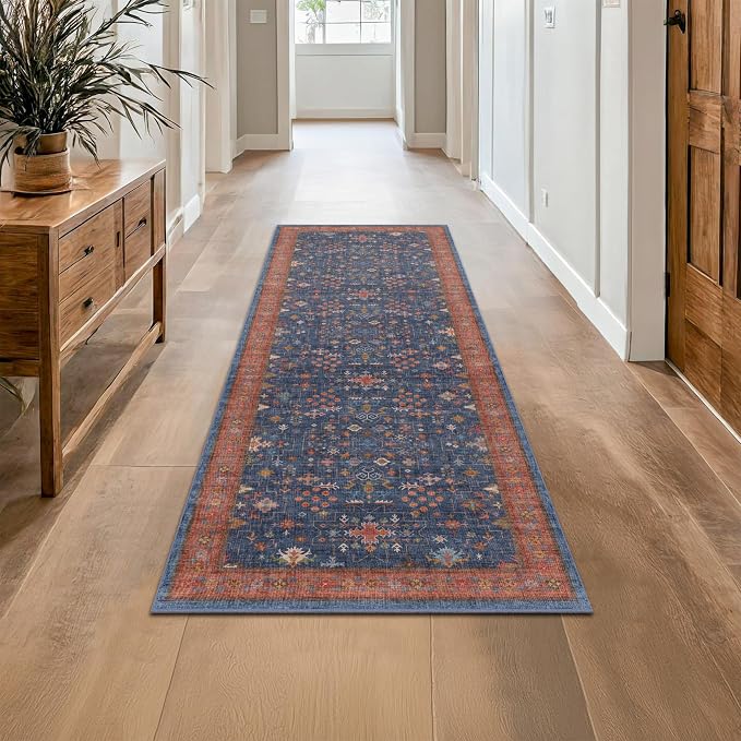 Hazo Haus Navy Blue Runner Rug 2x7