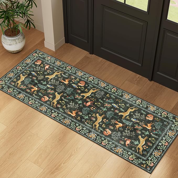 DUKINO 2x5 Rug for Hallway, Washable Kitchen Runner Rug