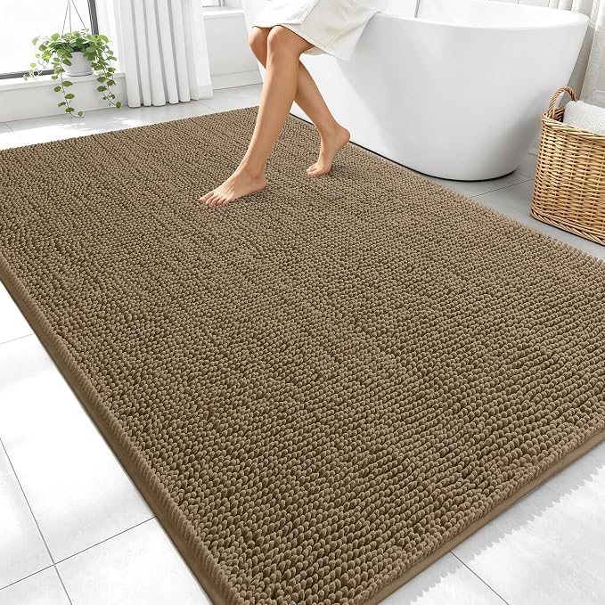 OLANLY Large Bathroom Rugs 70x46, Extra Soft Absorbent Chenille Bath Rugs