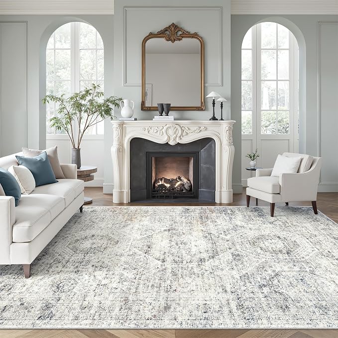 Soalmost 7x10 Area Rug for Living Room Washable Abstract Vintage Soft Thin