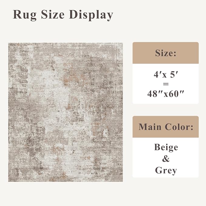 4x5 Washable Area Rugs for Entryway