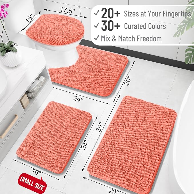 OLANLY Large Bathroom Rugs 40x24, Extra Soft Absorbent Chenille Bath Rugs