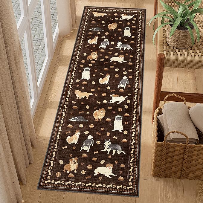 DUKINO 2x6 Washable Runner Rug for Hallway, Non Slip Animal Dog Kitchen Rug