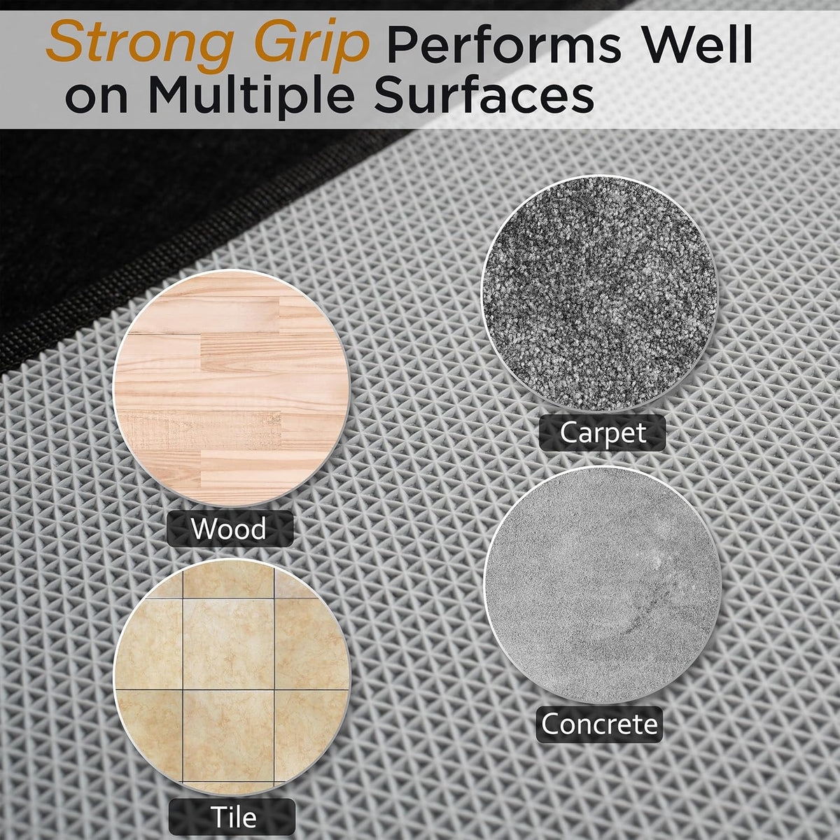Chair Mat for Carpet, Multi-Surface Grip, Black, 48" x 36"