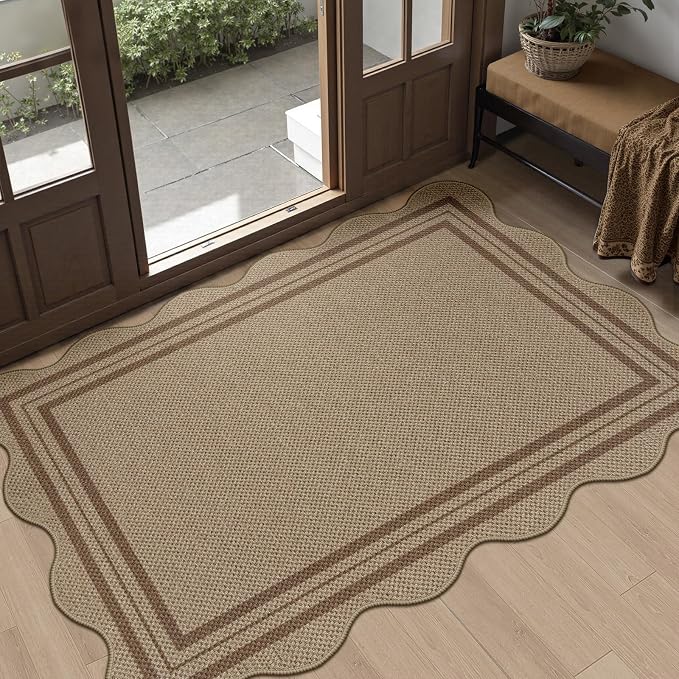Easy Jute Front Door Mat, 2.6x4 Washable Entryway Rug Non Slip Small Kitchen Rug
