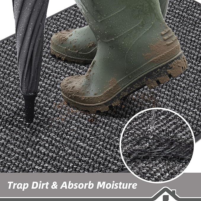 BEQHAUSE Dirt Trapper Door Mat 32" x 48" Half Circle Non-Slip Washable Doormats