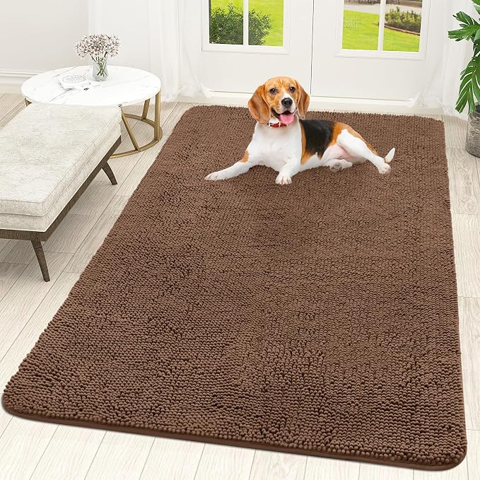 OLANLY Dog Door Mat for Muddy Paws 59x35, Absorbs Moisture and Dirt, Absorbent
