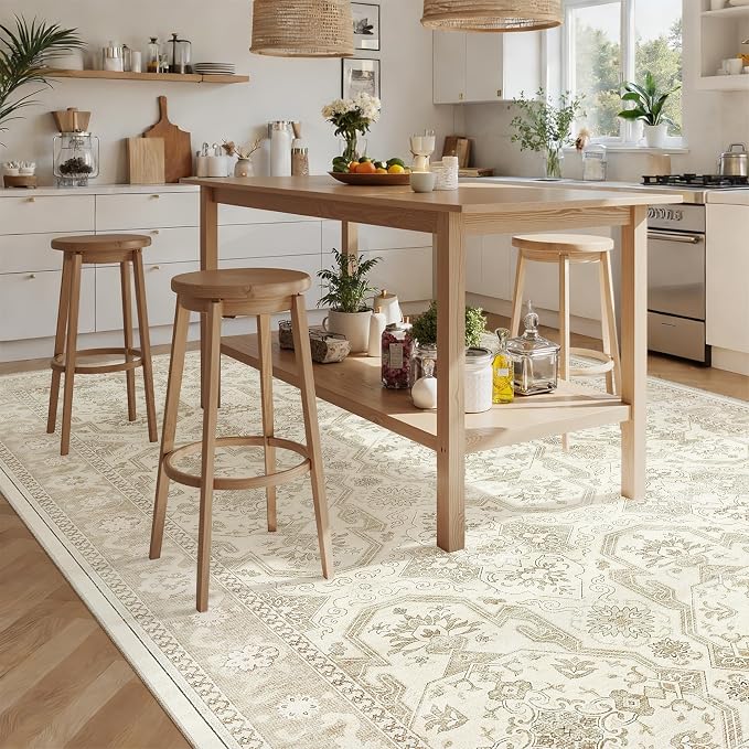 Soalmost 7x10 Area Rug for Living Room Washable Abstract Vintage Soft Thin
