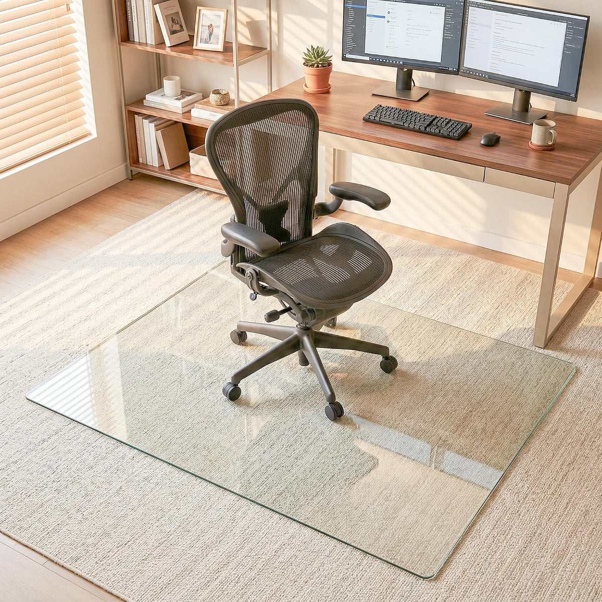 30"x55" Tempered Glass Office Chair Mat for Carpet & Hardwood Floor