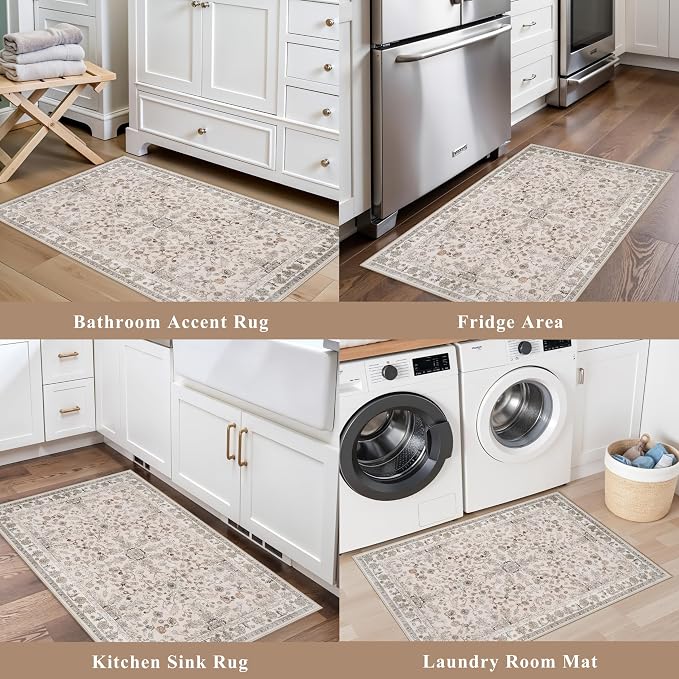 2x3 Non-Slip Washable Kitchen Rug – Boho Small Accent Rug