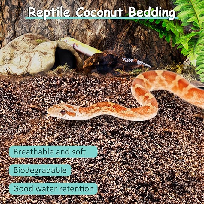 VCEPJH Loose Coconut Fiber Substrate, 2 Pack Natural Coco Coir Reptile Bedding Tarantula Substrate Soil Habitat Accessories for Tortoise Snake Bearded Dragon Spiders Hermit Crabs