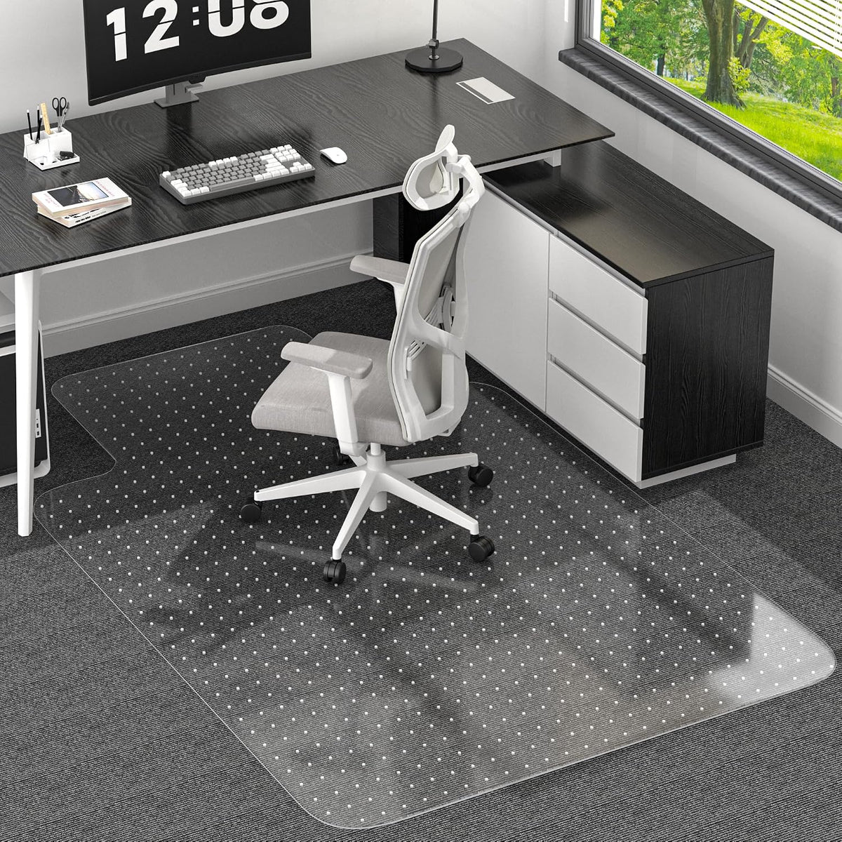 Office Chair Mat for Low Pile Carpet, 48"x60" Clear Smooth Glide with Lip