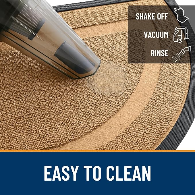 OLANLY Half Circle Door Mat Indoor Outdoor Entrance Welcome, Waterproof