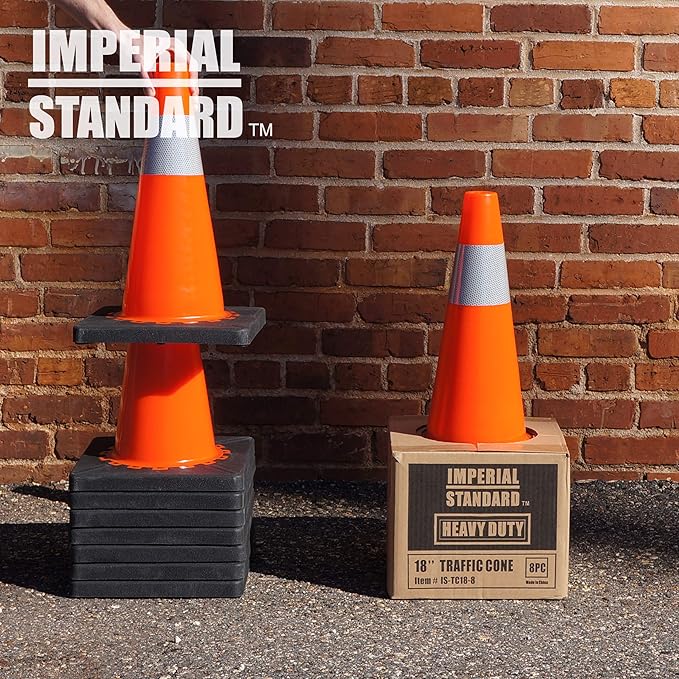 Traffic Cones - Safety Cones - 18" Orange Cones with 2 Reflective Collars - Construction Cones - Road Cones - Parking Cones - Street Cone (32 pack)