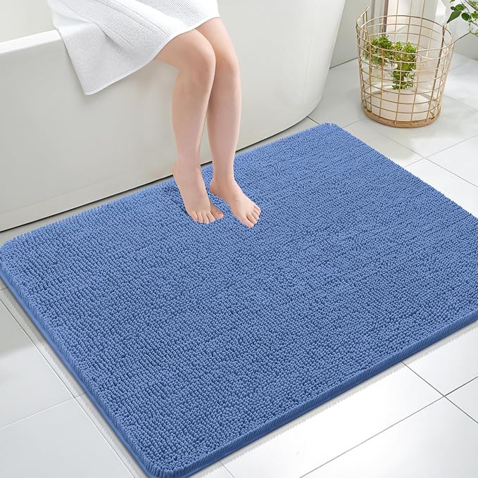 OLANLY Large Bathroom Rugs 40x32, Soft Absorbent Chenille Bath Rugs, Rubber