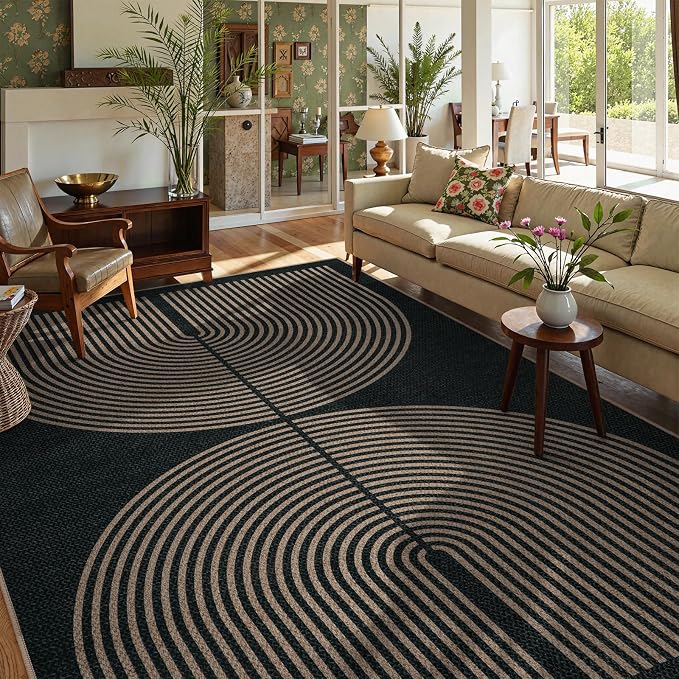 Lahome Enfys Modern Rainbow Easy Jute Rug, Washable Rugs 8x10