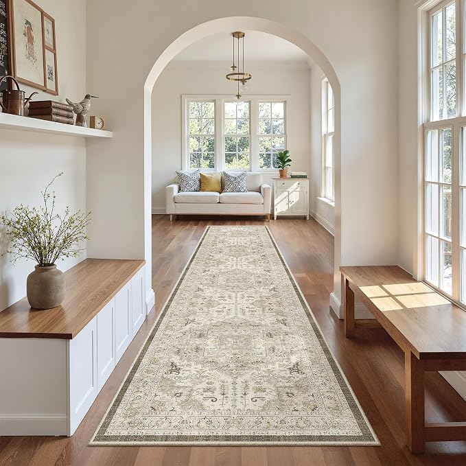 Madane Hallway Runner Rug 2'6''x12' Kitchen Runner, Non Slip Vintage Runners
