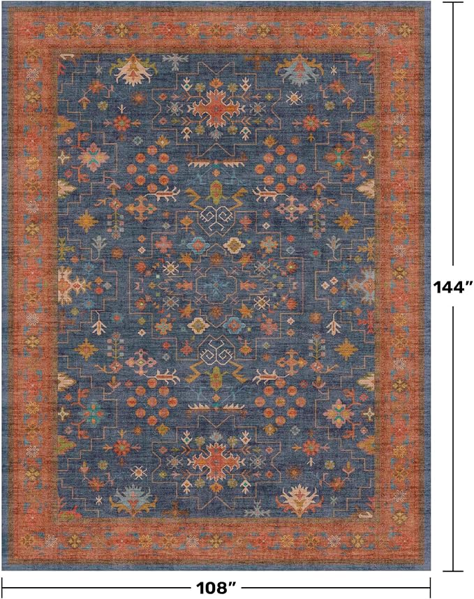Navy Blue Area Rugs 9x12 Living Room, Dining Room Rugs